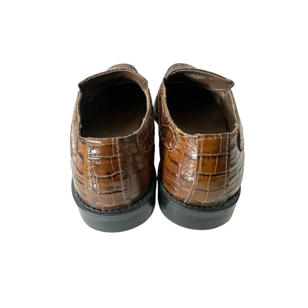 Stacy Adams Loafers‎ Shoes Men's 9 M Brown Leather Croc Print Slip On Designer